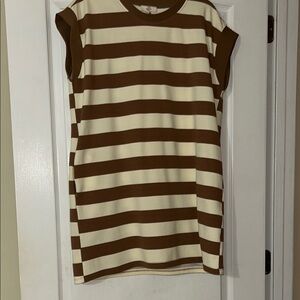 Brown and White Striped Entro Dress